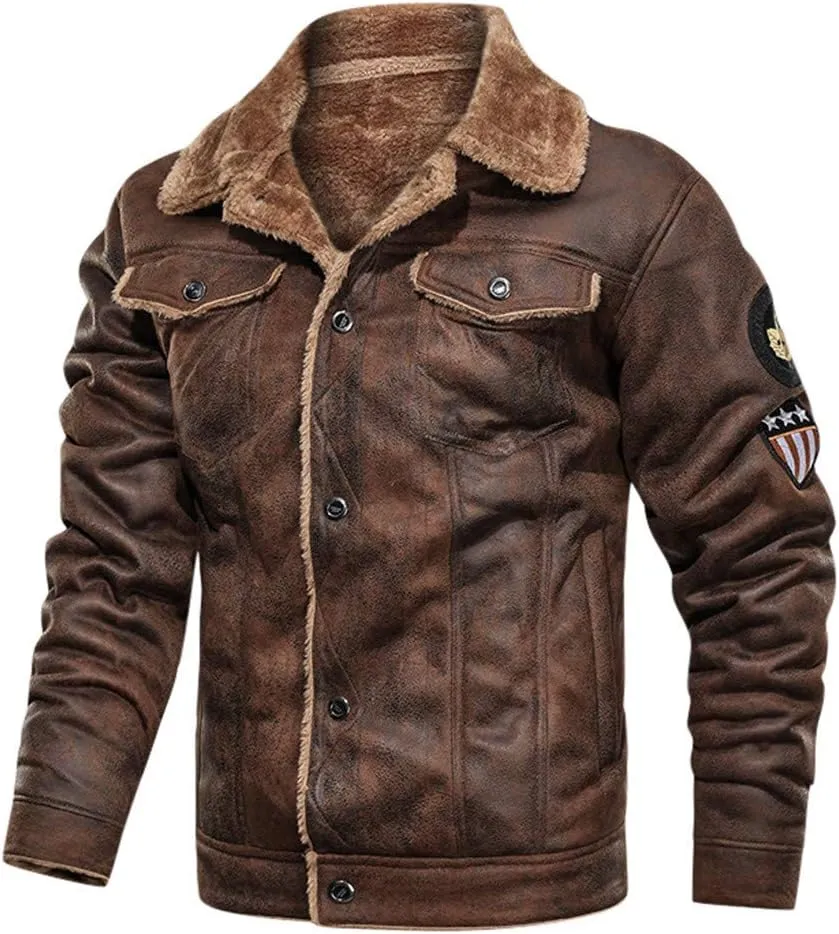 Mens Faux Leather Jacket, Men's Leather Jacket-Fall Winter Vintage Waterproof Motorcycle Faux Leather Jacket with Hood