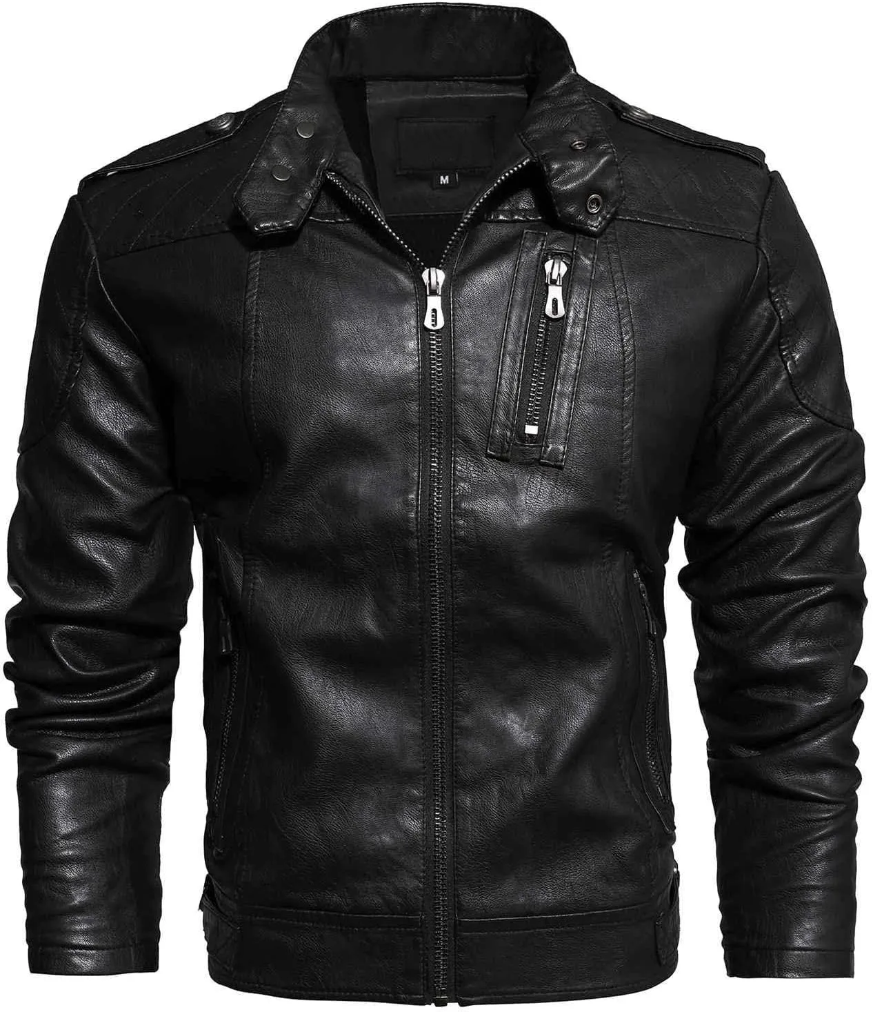 Mens Faux Leather Jacket, Men's Leather Jacket-Fall Winter Vintage Waterproof Motorcycle Faux Leather Jacket with Hood