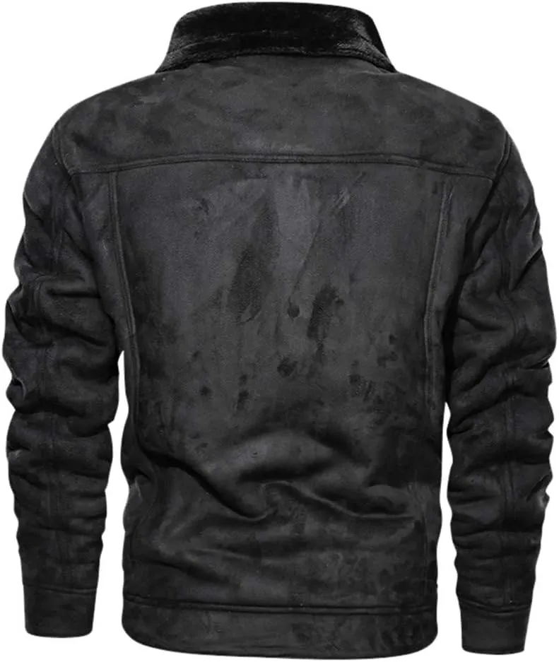 Mens Faux Leather Jacket, Men's Leather Jacket-Fall Winter Vintage Waterproof Motorcycle Faux Leather Jacket with Hood