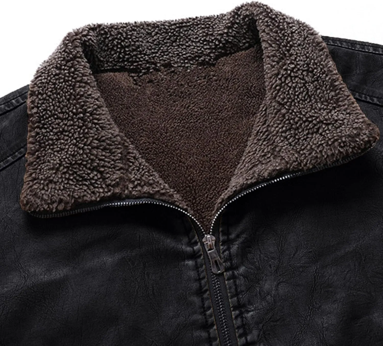 Mens Faux Leather Jacket, Men's Leather Jacket-Fall Winter Vintage Waterproof Motorcycle Faux Leather Jacket with Hood