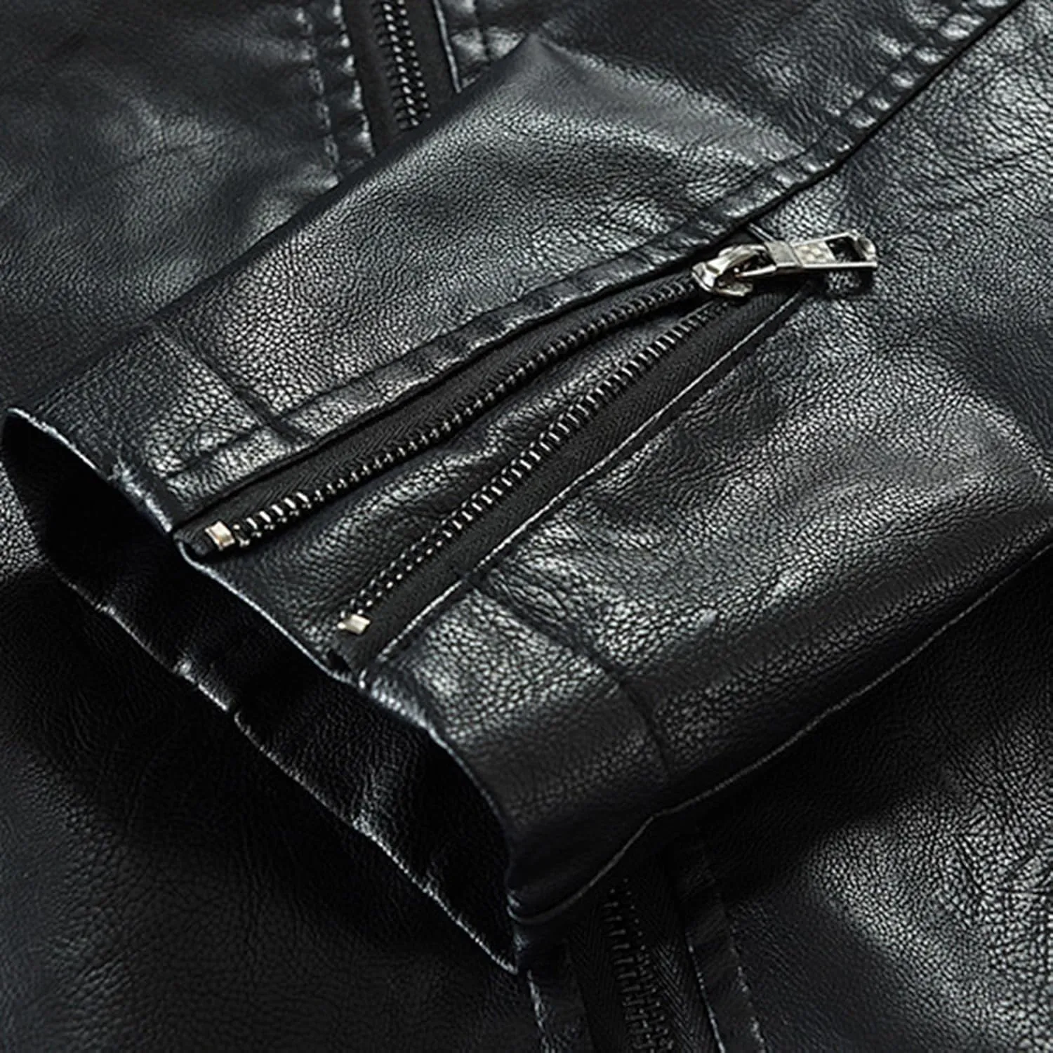 Mens Faux Leather Jacket, Men's Stand Collar Leather Jacket Waterproof Motorcycle Lightweight Faux Leather Jackets