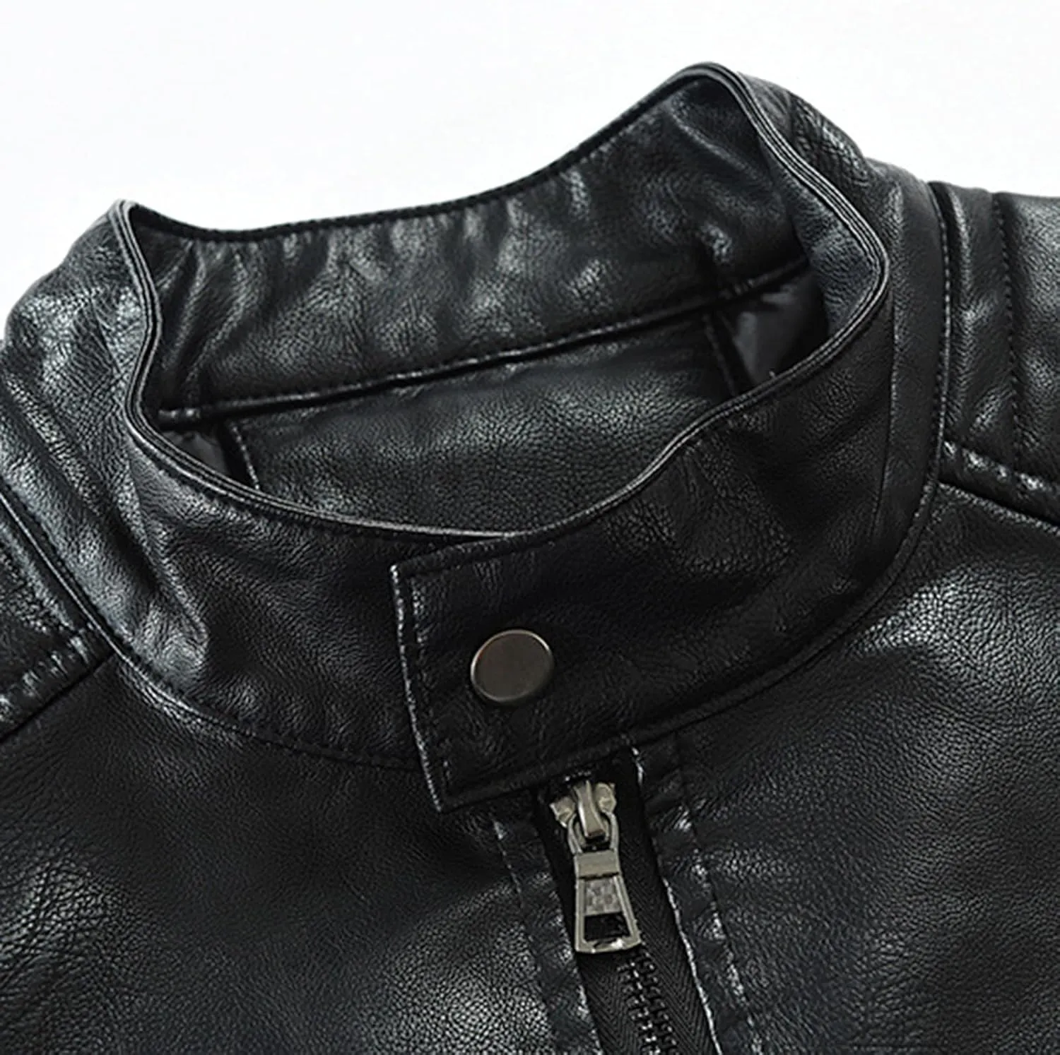 Mens Faux Leather Jacket, Men's Stand Collar Leather Jacket Waterproof Motorcycle Lightweight Faux Leather Jackets