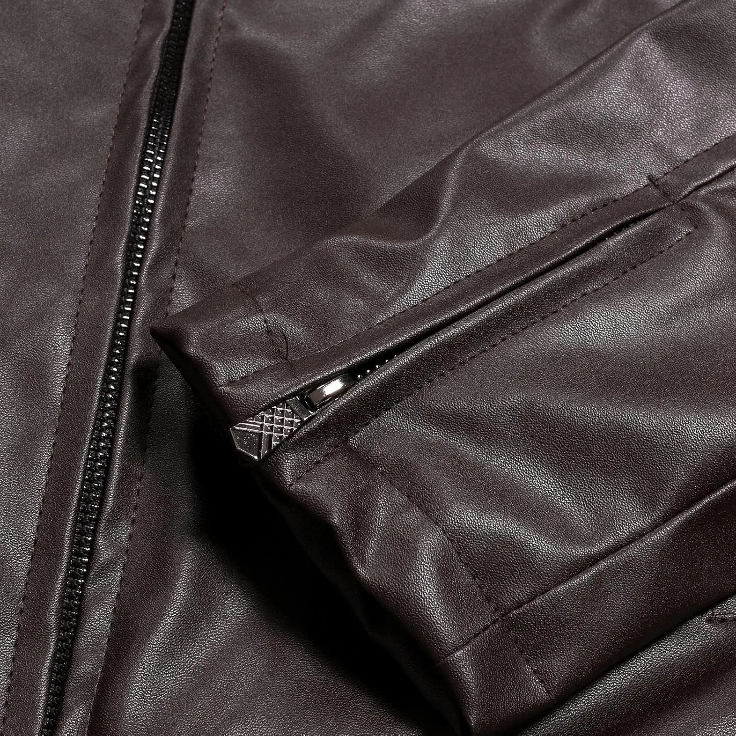Mens Faux Leather Jacket, Men's Stand Collar Leather Jacket Waterproof Motorcycle Lightweight Faux Leather Jackets