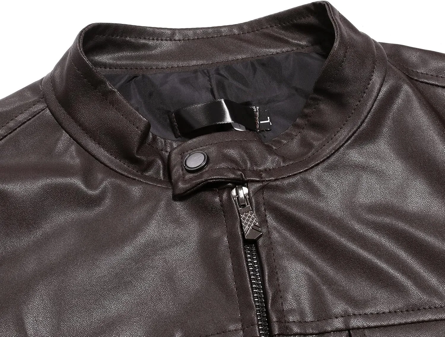 Mens Faux Leather Jacket, Men's Stand Collar Leather Jacket Waterproof Motorcycle Lightweight Faux Leather Jackets