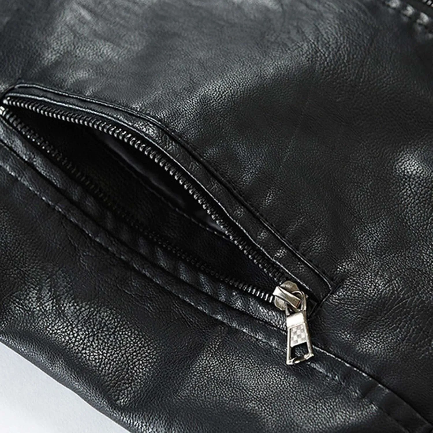 Mens Faux Leather Jacket, Men's Stand Collar Leather Jacket Waterproof Motorcycle Lightweight Faux Leather Jackets
