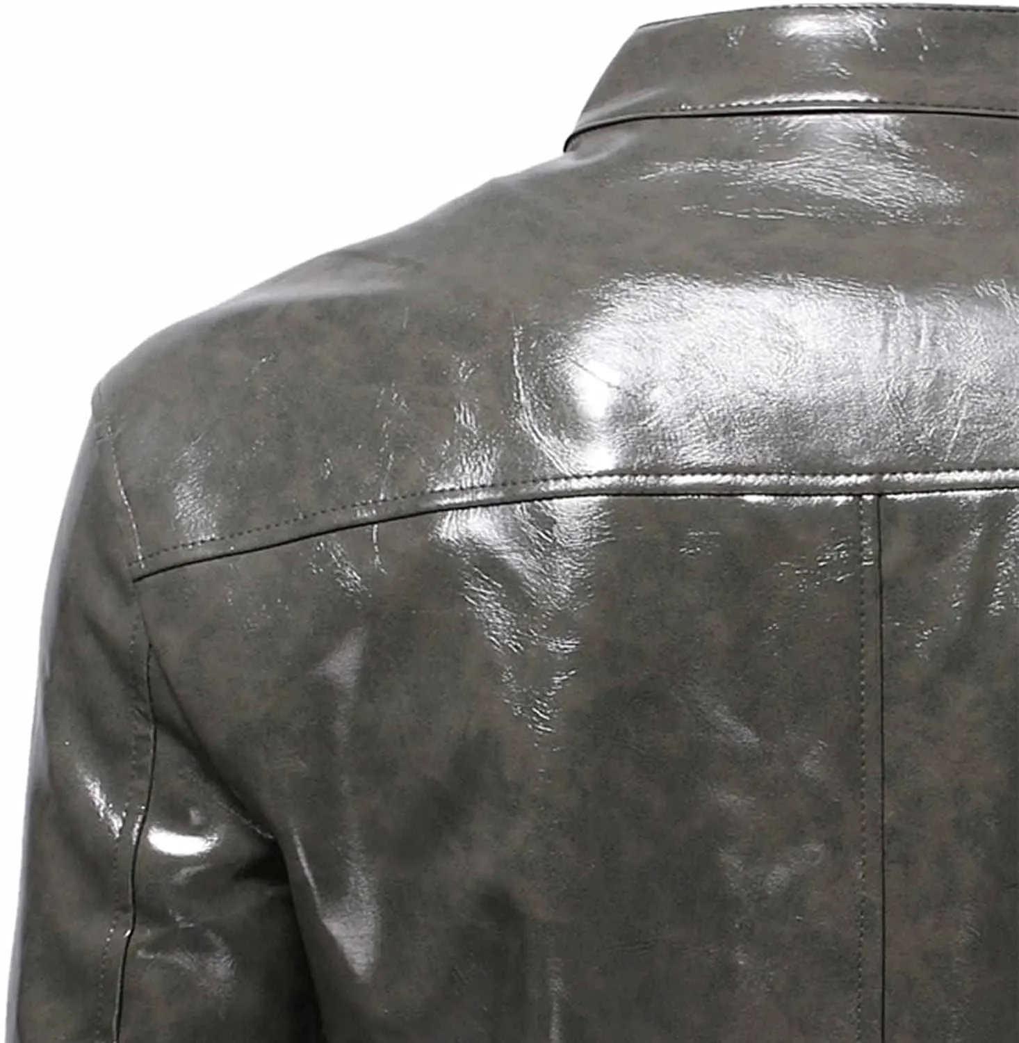 Mens Faux Leather Jacket, Men's Stand Collar Leather Jacket Waterproof Motorcycle Lightweight Faux Leather Jackets