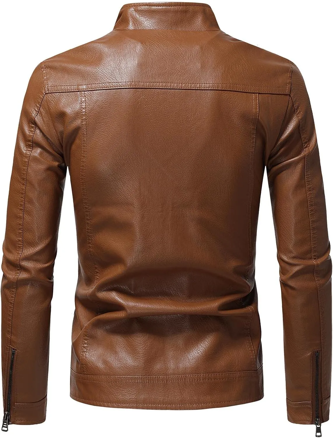 Mens Faux Leather Jacket, Men's Stand Collar Leather Jacket Waterproof Motorcycle Lightweight Faux Leather Jackets