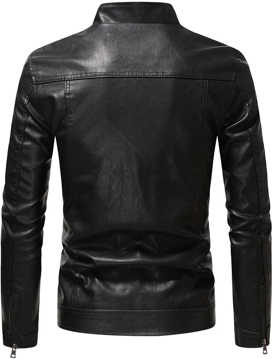 Mens Faux Leather Jacket, Men's Stand Collar Leather Jacket Waterproof Motorcycle Lightweight Faux Leather Jackets
