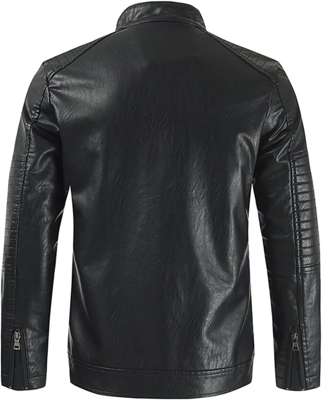 Mens Faux Leather Jacket, Men's Stand Collar Leather Jacket Waterproof Motorcycle Lightweight Faux Leather Jackets