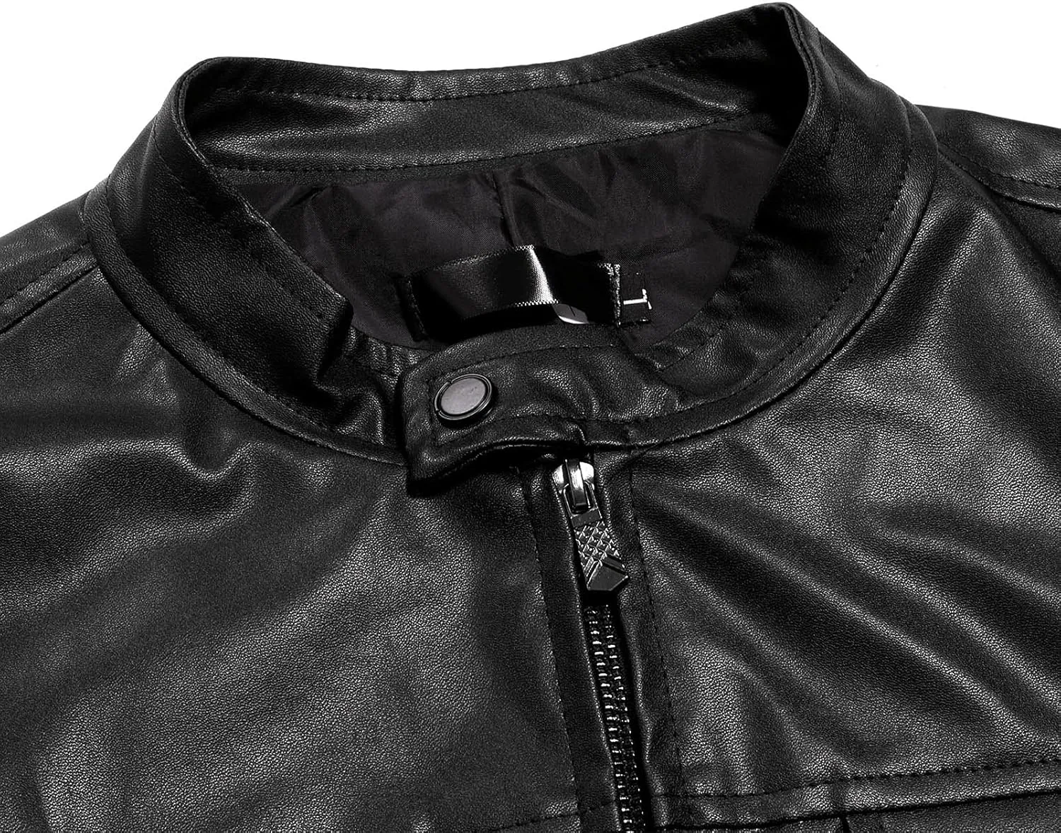 Mens Faux Leather Jacket, Men's Stand Collar Leather Jacket Waterproof Motorcycle Lightweight Faux Leather Jackets