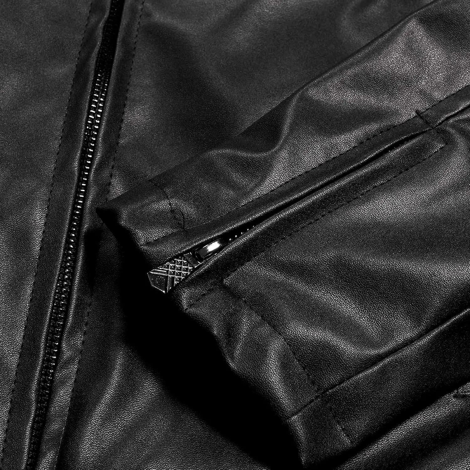 Mens Faux Leather Jacket, Men's Stand Collar Leather Jacket Waterproof Motorcycle Lightweight Faux Leather Jackets