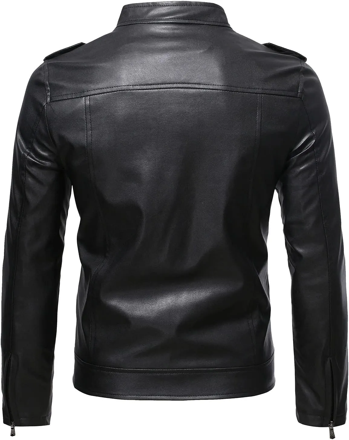 Mens Faux Leather Jacket, Men's Stand Collar Leather Jacket Waterproof Motorcycle Lightweight Faux Leather Jackets