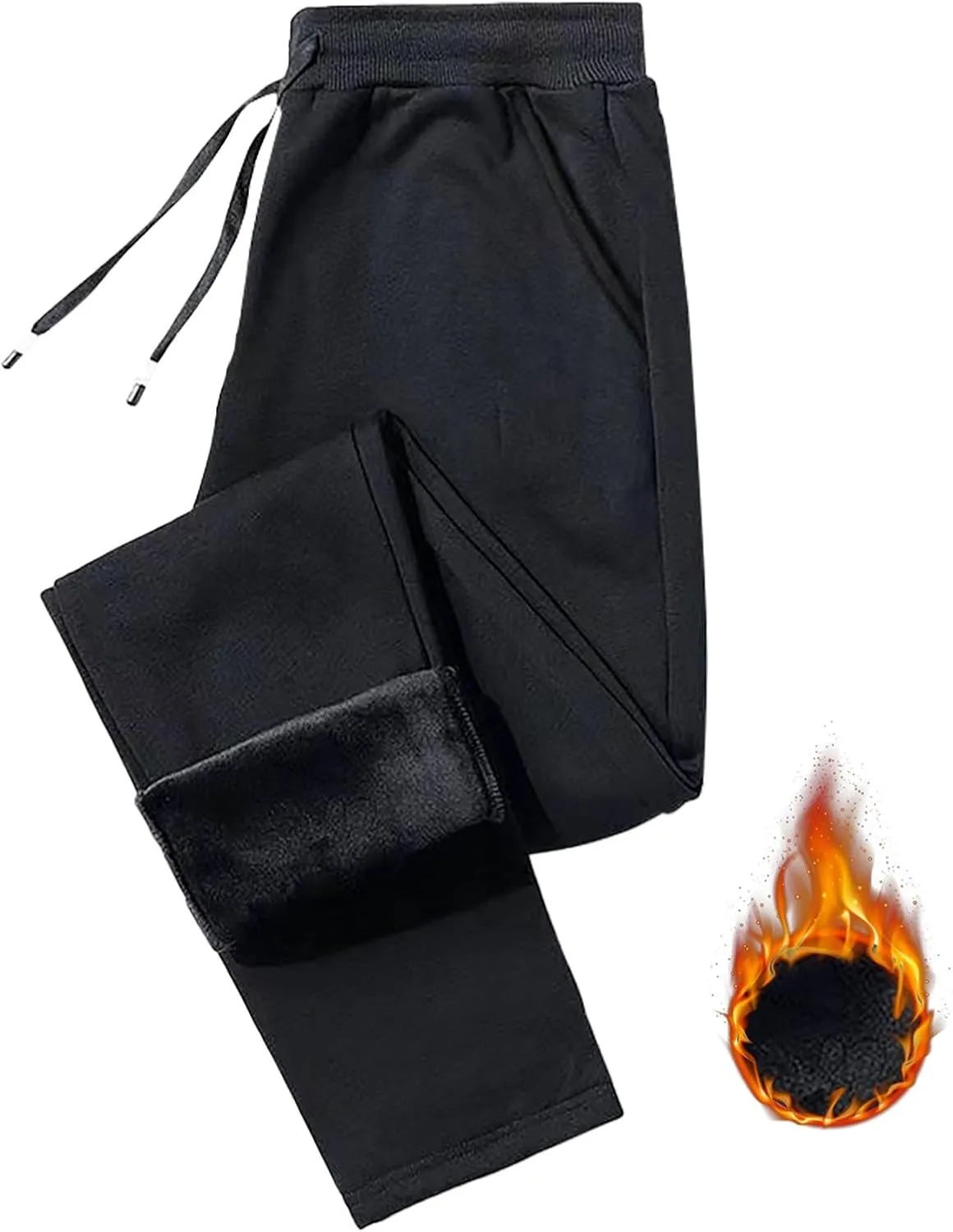 Men's Fleece Winter Thermal Track Joggers Pants Sherpa Lined Active Warm Sweatpants Drawstring Elastic Waist