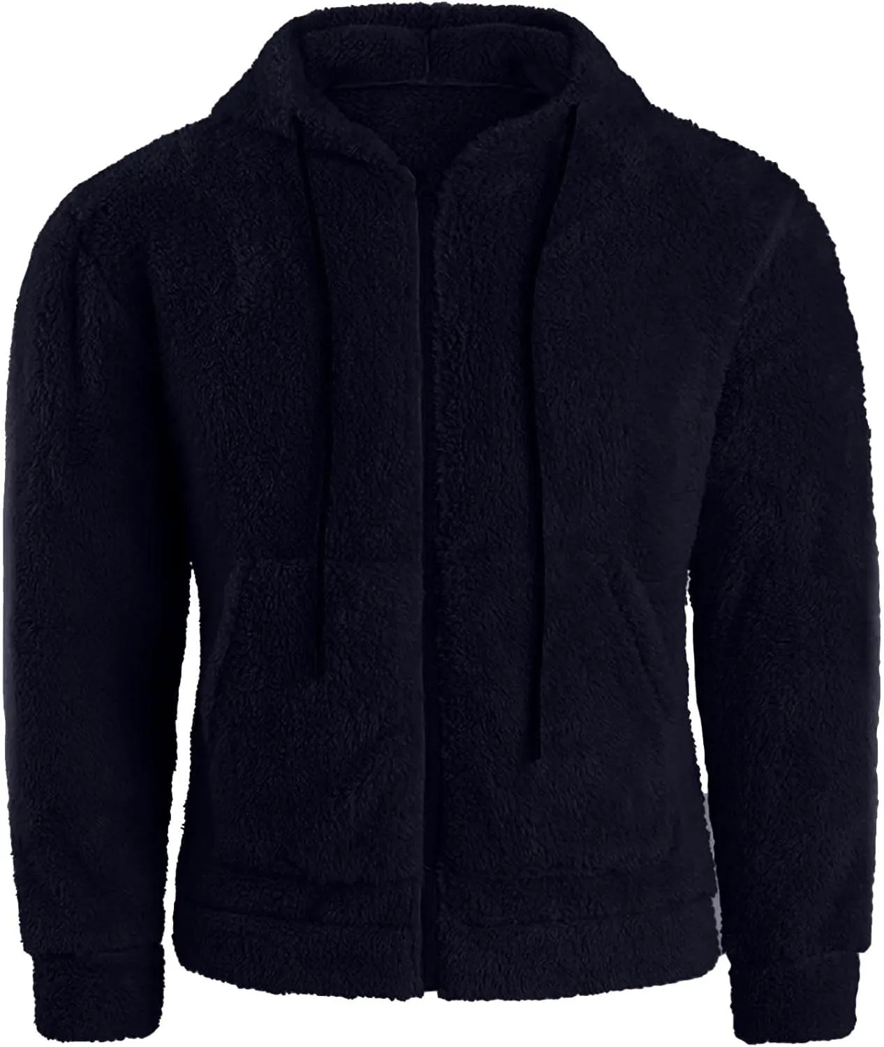 Men's Fuzzy Sherpa Athletic Hoodie Heavyweight Fleece Jacket Zip Up Hooded Sweatshirt Sports Coat Drawstring Outwear