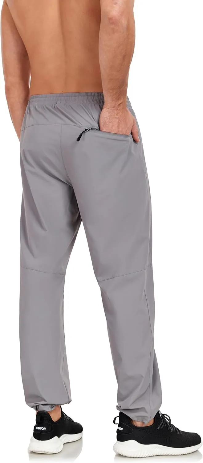 Men's Hiking Pants Lightweight Joggers Elastic Waist Quick Dry Travel Outdoor Running Pants with Zipper Pockets