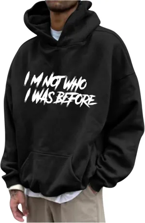 Mens Hoodie Lightweight Long Sleeve Sweatshirt Casual Pullover Tops Letter Print Hoodies Loose Fit Hoodie Sweatshirt