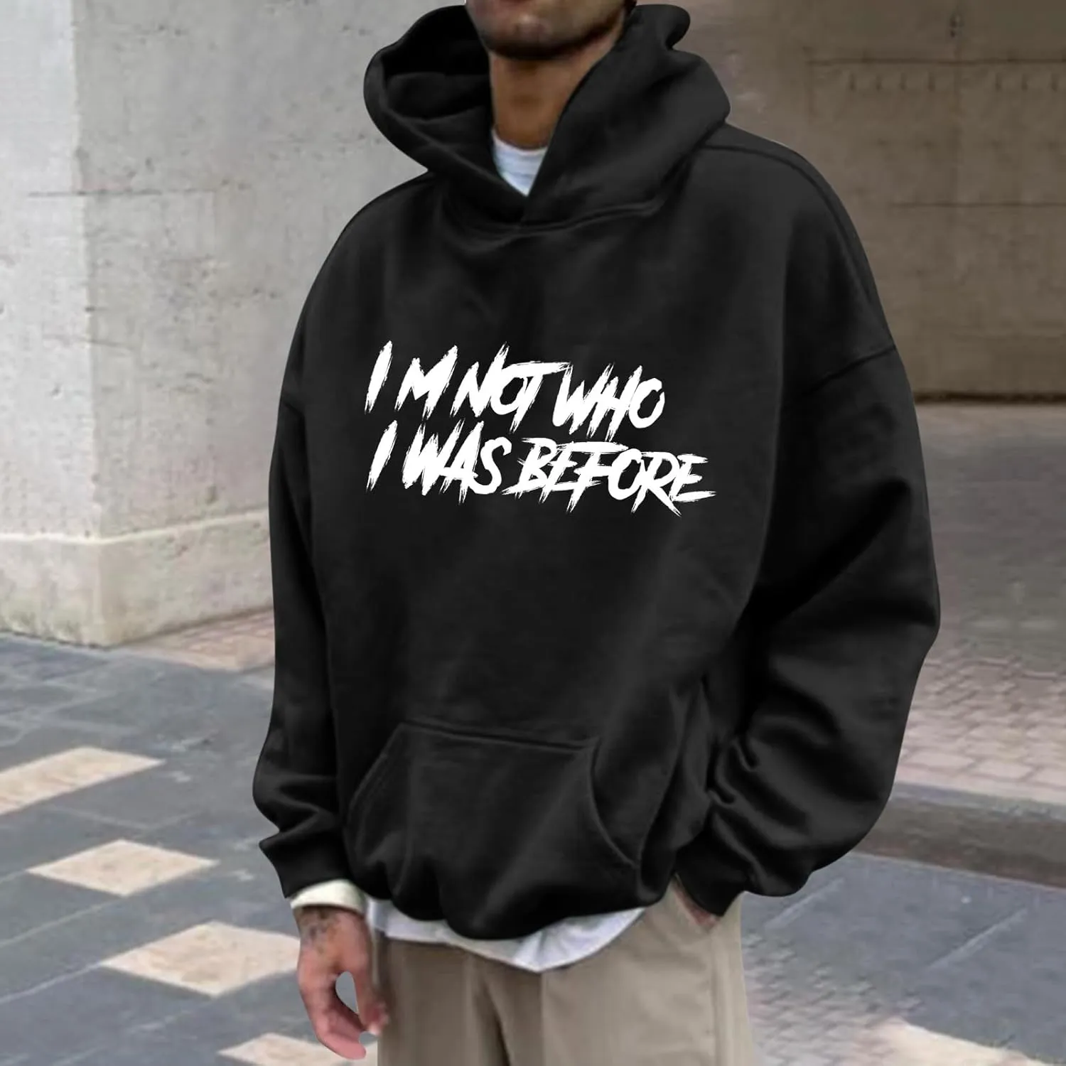 Mens Hoodie Lightweight Long Sleeve Sweatshirt Casual Pullover Tops Letter Print Hoodies Loose Fit Hoodie Sweatshirt