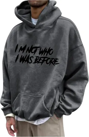 Mens Hoodie Lightweight Long Sleeve Sweatshirt Casual Pullover Tops Letter Print Hoodies Loose Fit Hoodie Sweatshirt