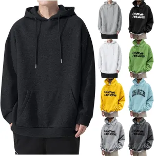 Mens Hoodie Lightweight Long Sleeve Sweatshirt Casual Pullover Tops Letter Print Hoodies Loose Fit Hoodie Sweatshirt