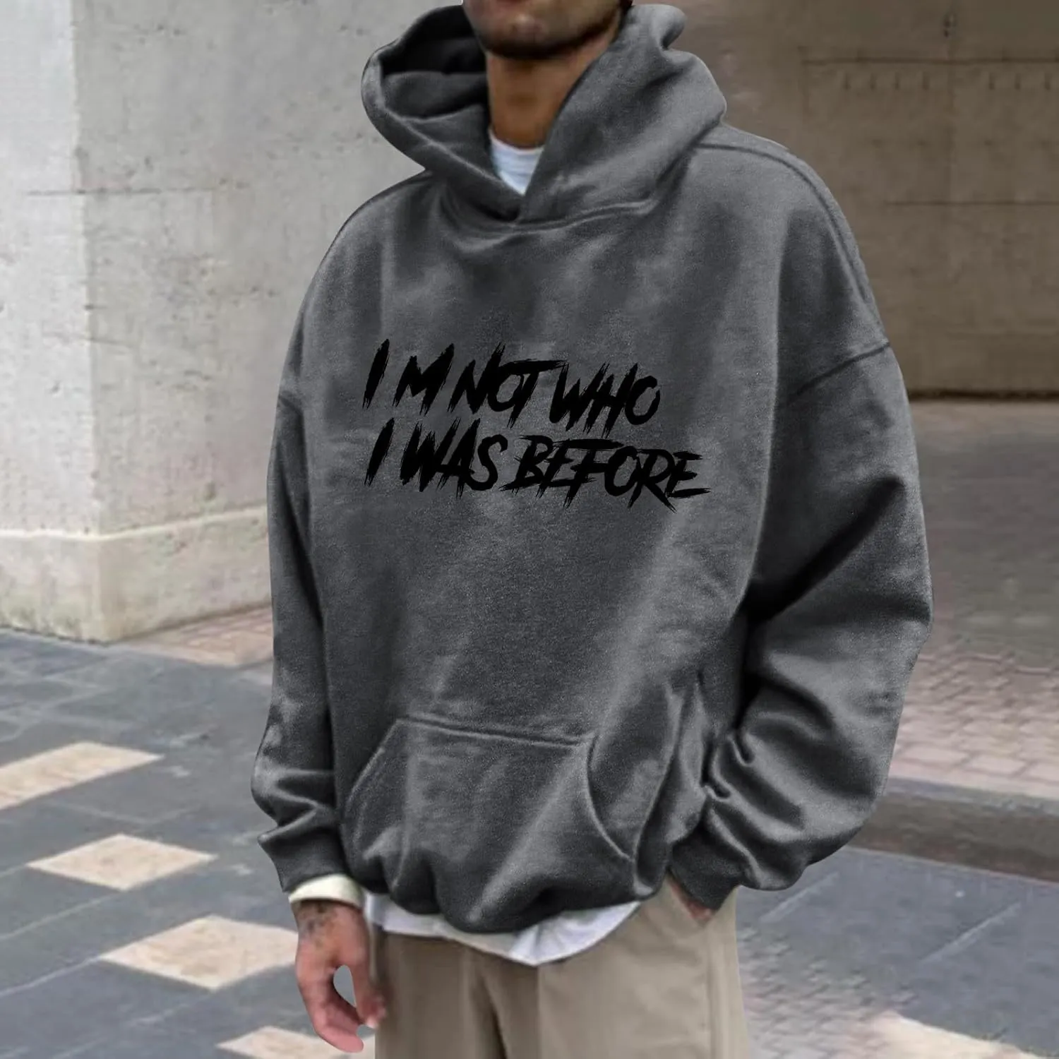 Mens Hoodie Lightweight Long Sleeve Sweatshirt Casual Pullover Tops Letter Print Hoodies Loose Fit Hoodie Sweatshirt