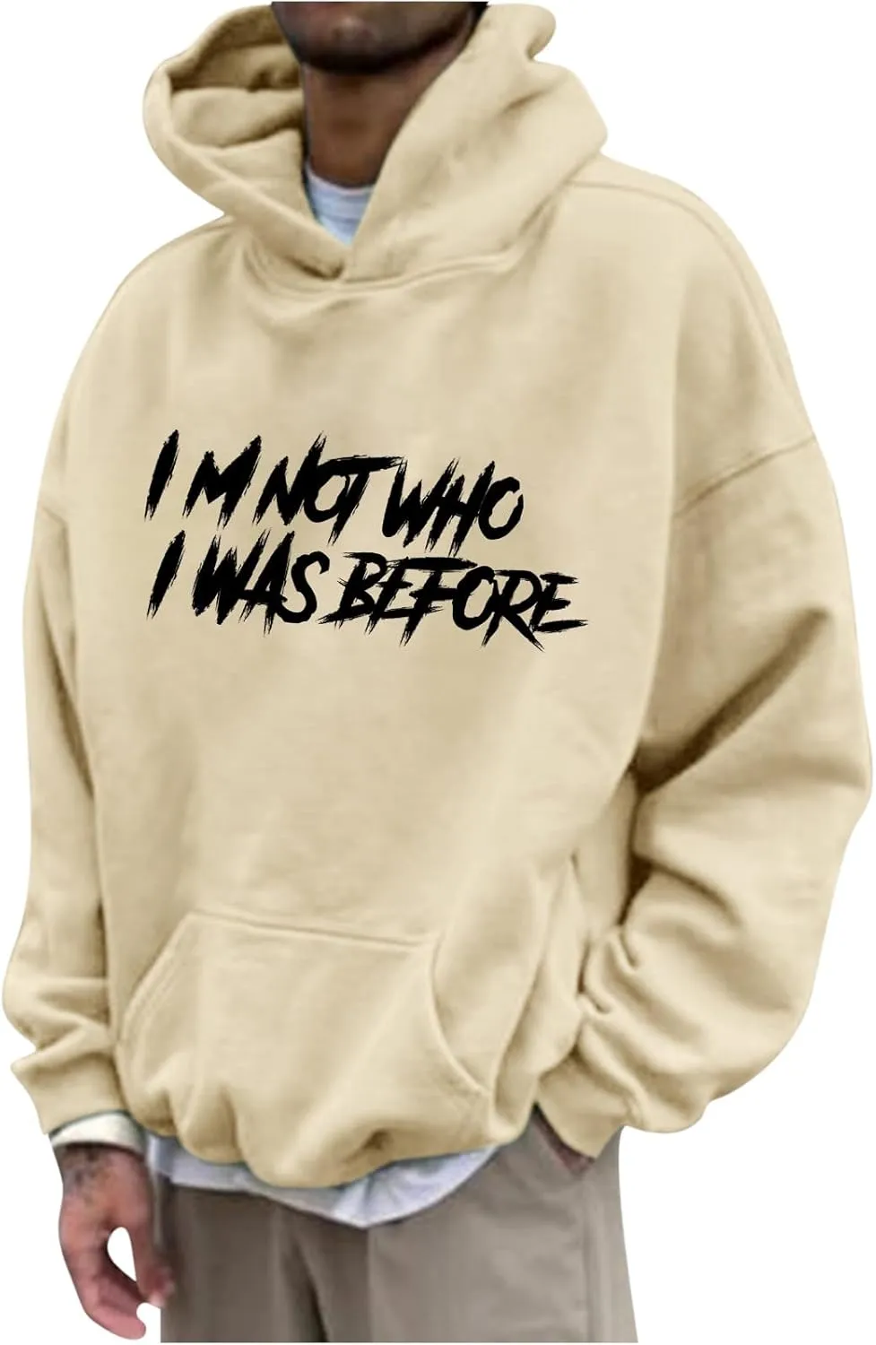 Mens Hoodie Lightweight Long Sleeve Sweatshirt Casual Pullover Tops Letter Print Hoodies Loose Fit Hoodie Sweatshirt