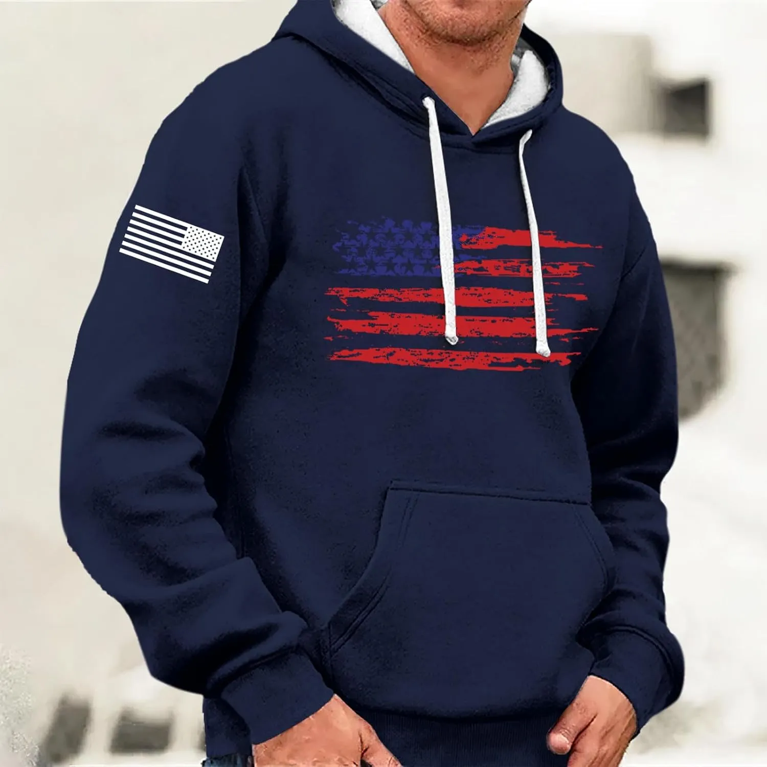 Men's Hoodie Pullover Lightweight Fleece Hooded Sweatshirts Long Sleeve Drawstring Graphic Hoodies with Pocket