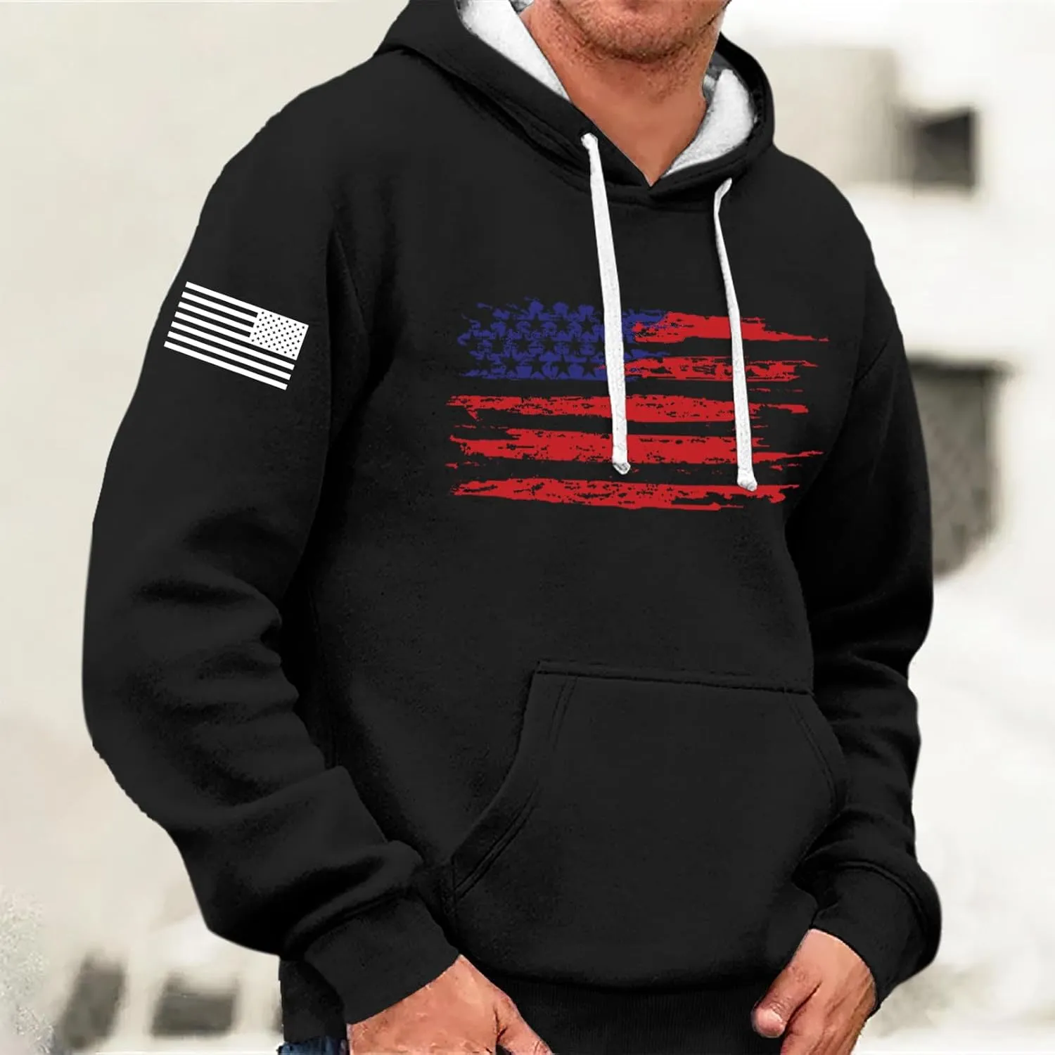 Men's Hoodie Pullover Lightweight Fleece Hooded Sweatshirts Long Sleeve Drawstring Graphic Hoodies with Pocket