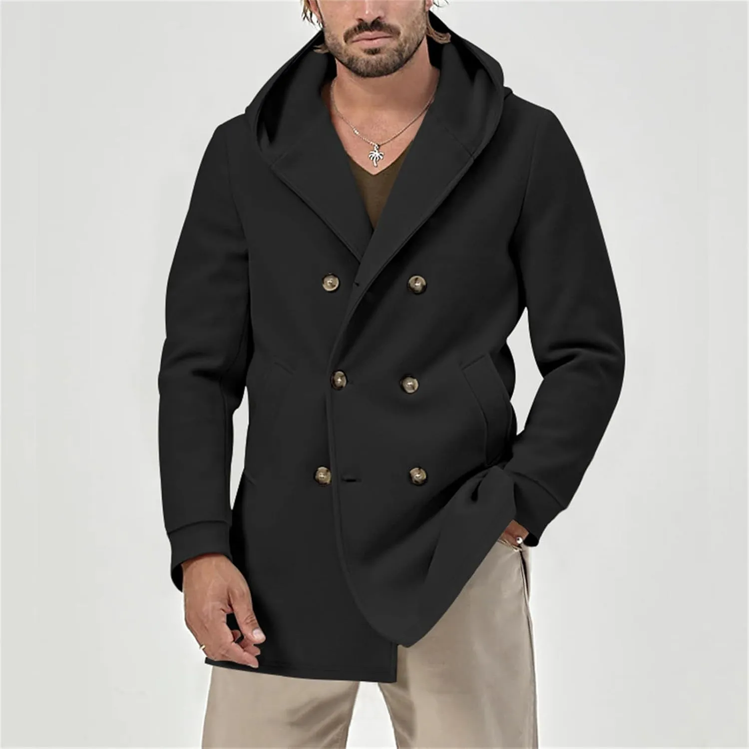 Mens Hoodies Jackets Button down Lapel Loose Coats Casual Space Velvet Overcoats Plain Fashion Jackets with Pockets