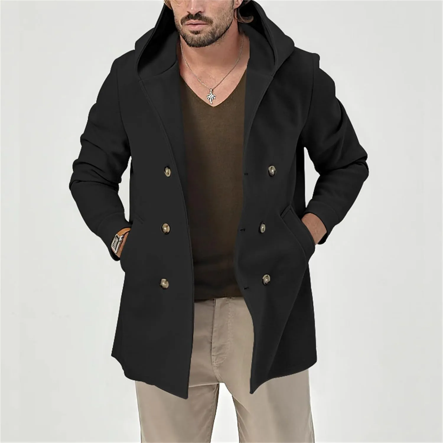 Mens Hoodies Jackets Button down Lapel Loose Coats Casual Space Velvet Overcoats Plain Fashion Jackets with Pockets