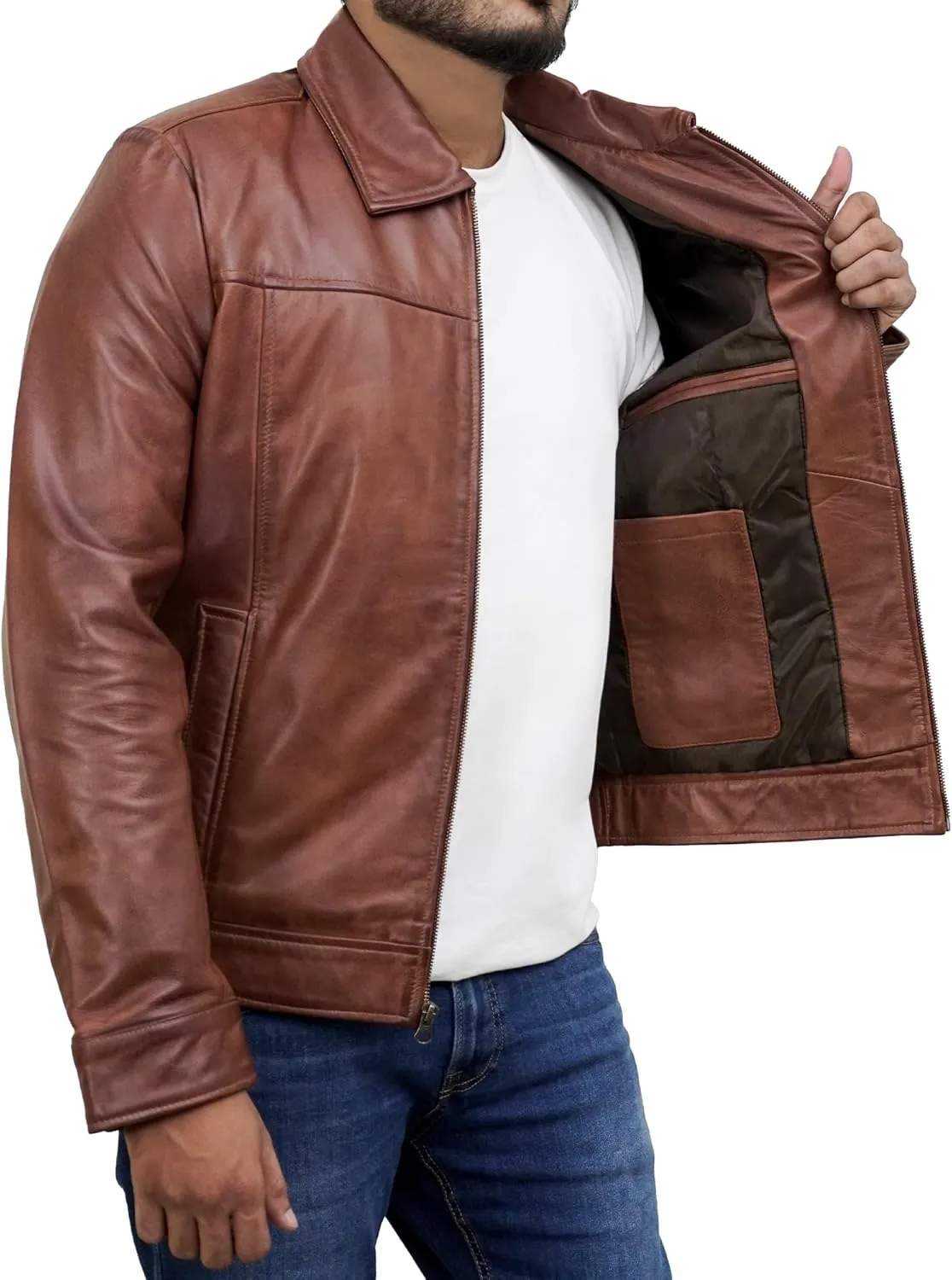 Mens Leather Jacket - Real Lambskin Motorcycle Leather Jackets For Men