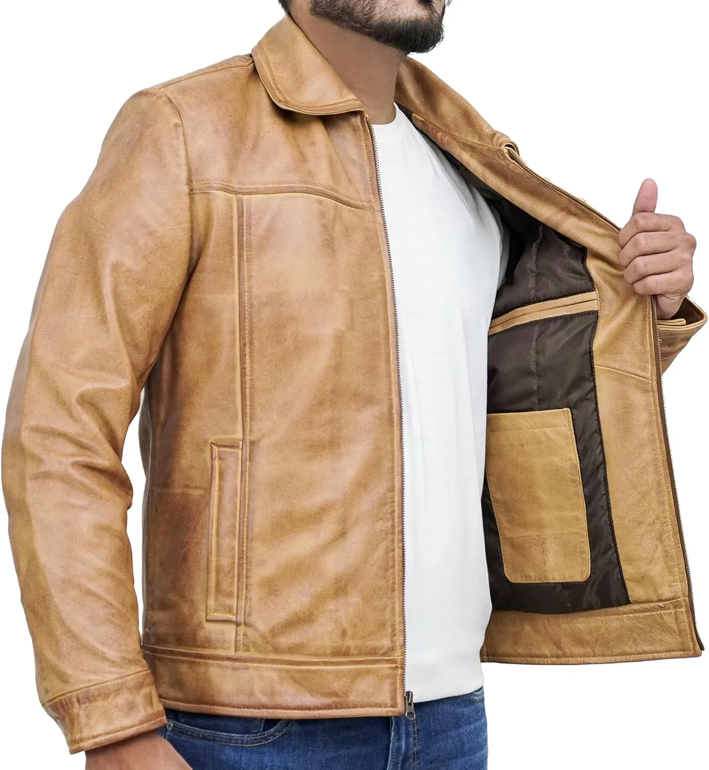 Mens Leather Jacket - Real Lambskin Motorcycle Leather Jackets For Men