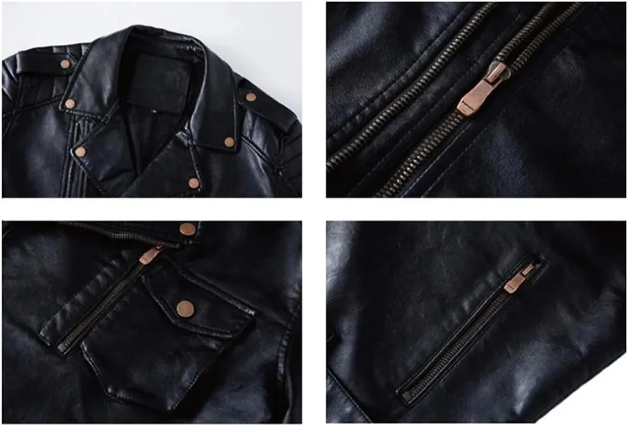 Mens Leather Jackets Vintage Motorcycle Leather Jacket Casual Lapel PU Leather Blazer Coat