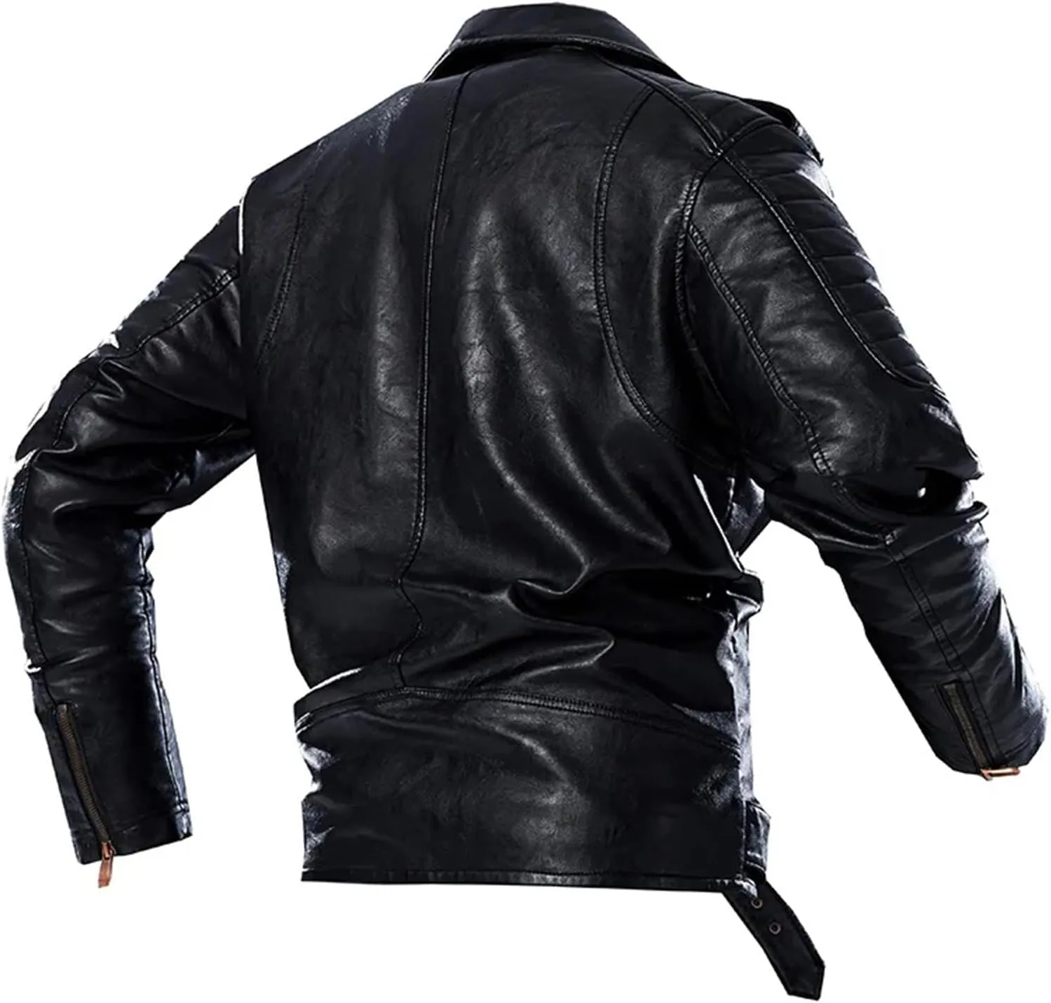 Mens Leather Jackets Vintage Motorcycle Leather Jacket Casual Lapel PU Leather Blazer Coat