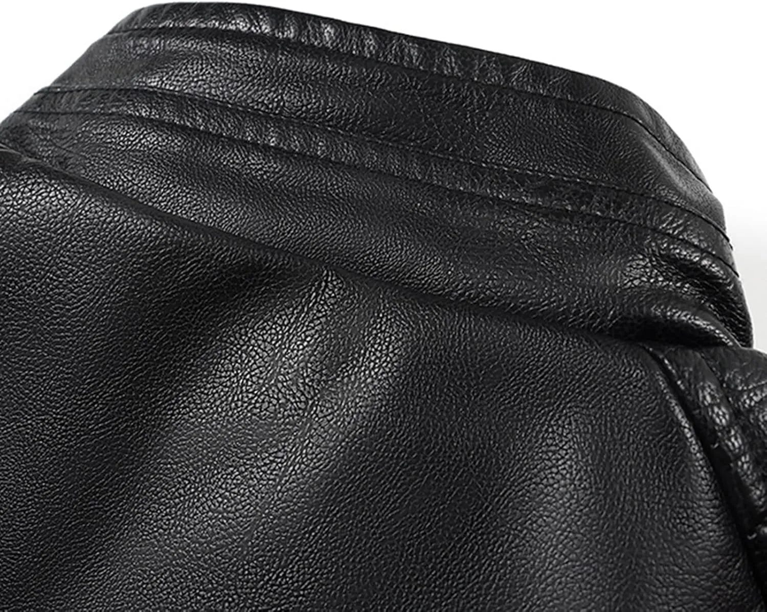 Mens Loose Solid Color Zip PU Leather Jacket Lightweight Lapel Motorcycle Biker Leather Jacket Leather Jacket Coats
