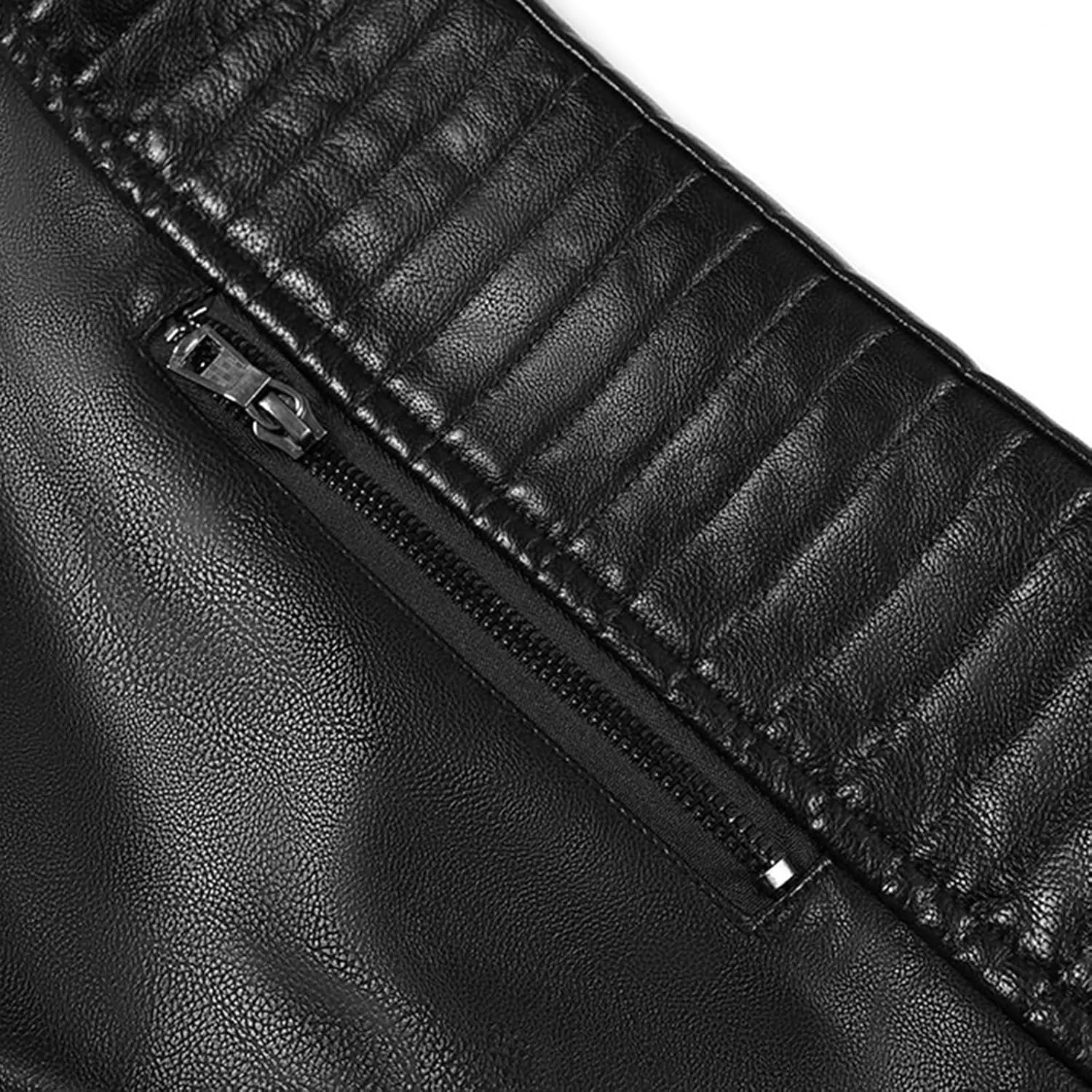 Mens Loose Solid Color Zip PU Leather Jacket Lightweight Lapel Motorcycle Biker Leather Jacket Leather Jacket Coats