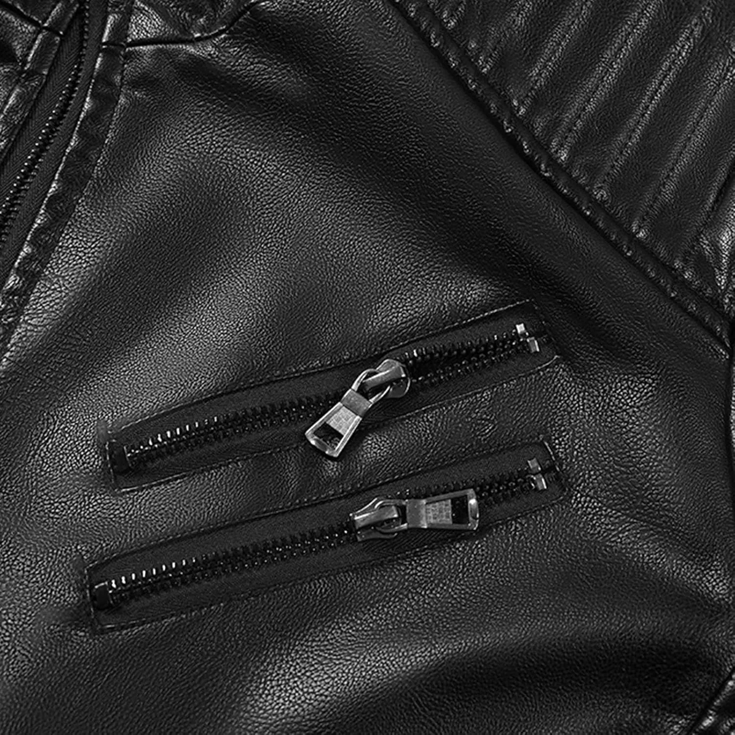 Mens Loose Solid Color Zip PU Leather Jacket Lightweight Lapel Motorcycle Biker Leather Jacket Leather Jacket Coats