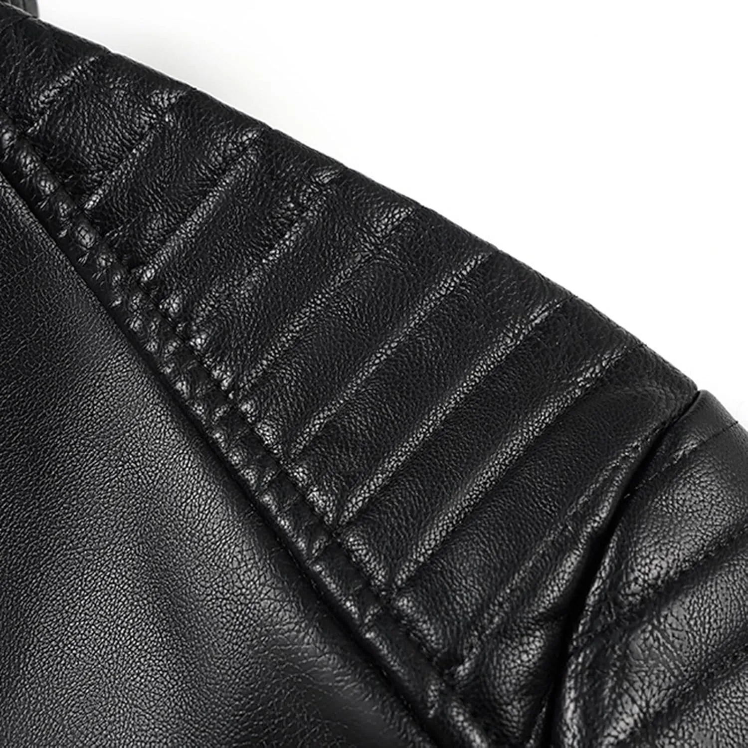 Mens Loose Solid Color Zip PU Leather Jacket Lightweight Lapel Motorcycle Biker Leather Jacket Leather Jacket Coats