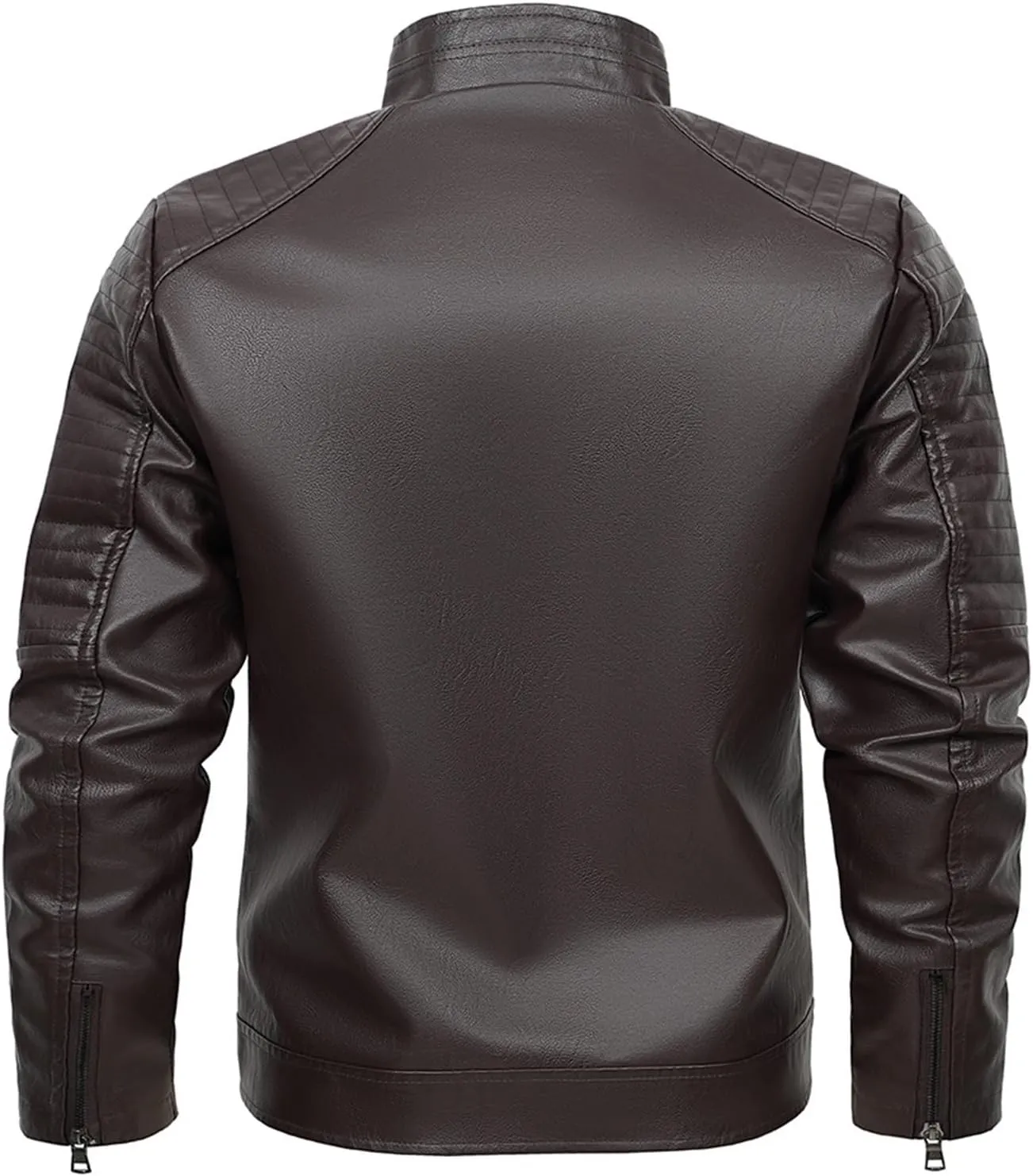 Mens Loose Solid Color Zip PU Leather Jacket Lightweight Lapel Motorcycle Biker Leather Jacket Leather Jacket Coats