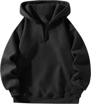Mens Quarter Zip Pullover Comfy Loose Fit Long Sleeve Oversized Hoodie Trendy Casual Fleece Hooded Sweatshirt
