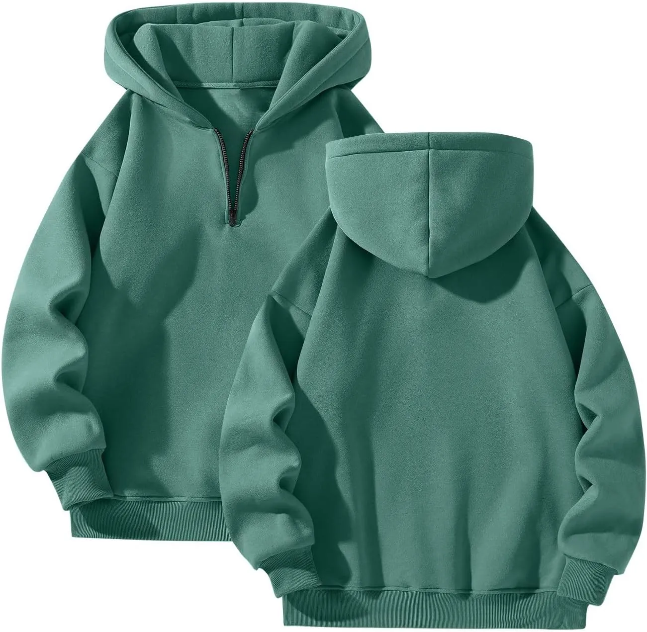 Mens Quarter Zip Pullover Comfy Loose Fit Long Sleeve Oversized Hoodie Trendy Casual Fleece Hooded Sweatshirt