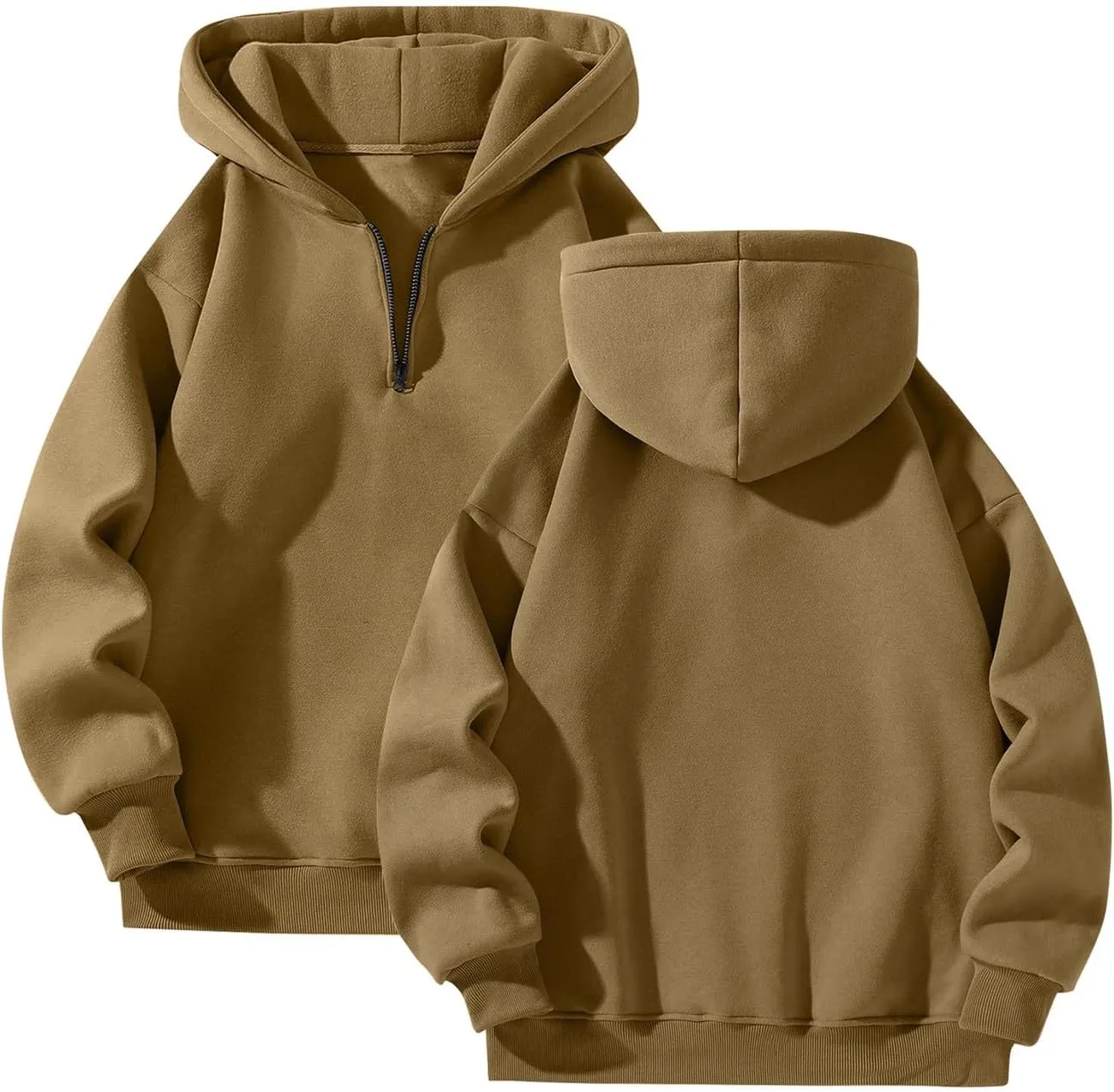 Mens Quarter Zip Pullover Comfy Loose Fit Long Sleeve Oversized Hoodie Trendy Casual Fleece Hooded Sweatshirt