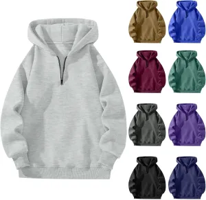 Mens Quarter Zip Pullover Comfy Loose Fit Long Sleeve Oversized Hoodie Trendy Casual Fleece Hooded Sweatshirt