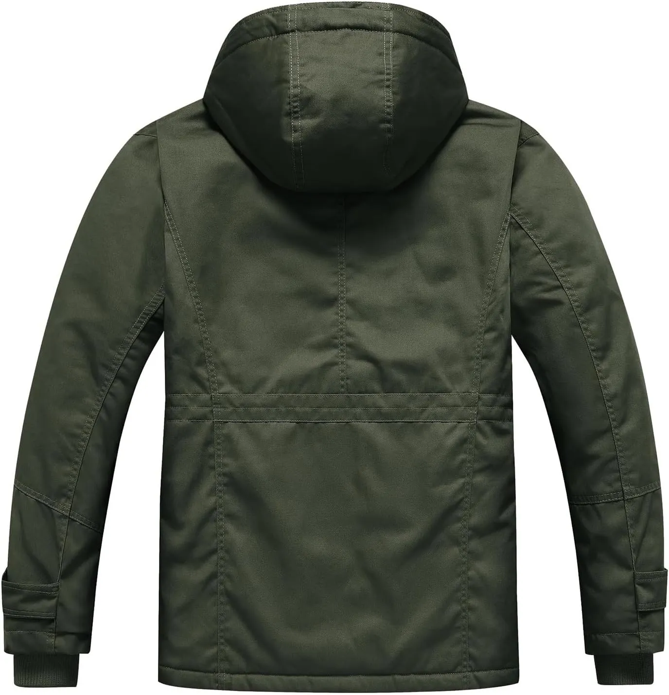 Men's Washed Cotton Hooded Military Jackets Fleece Lined Windbreaker Hooded Jackets Fall Winter Softshell Hiking Golf Jackets