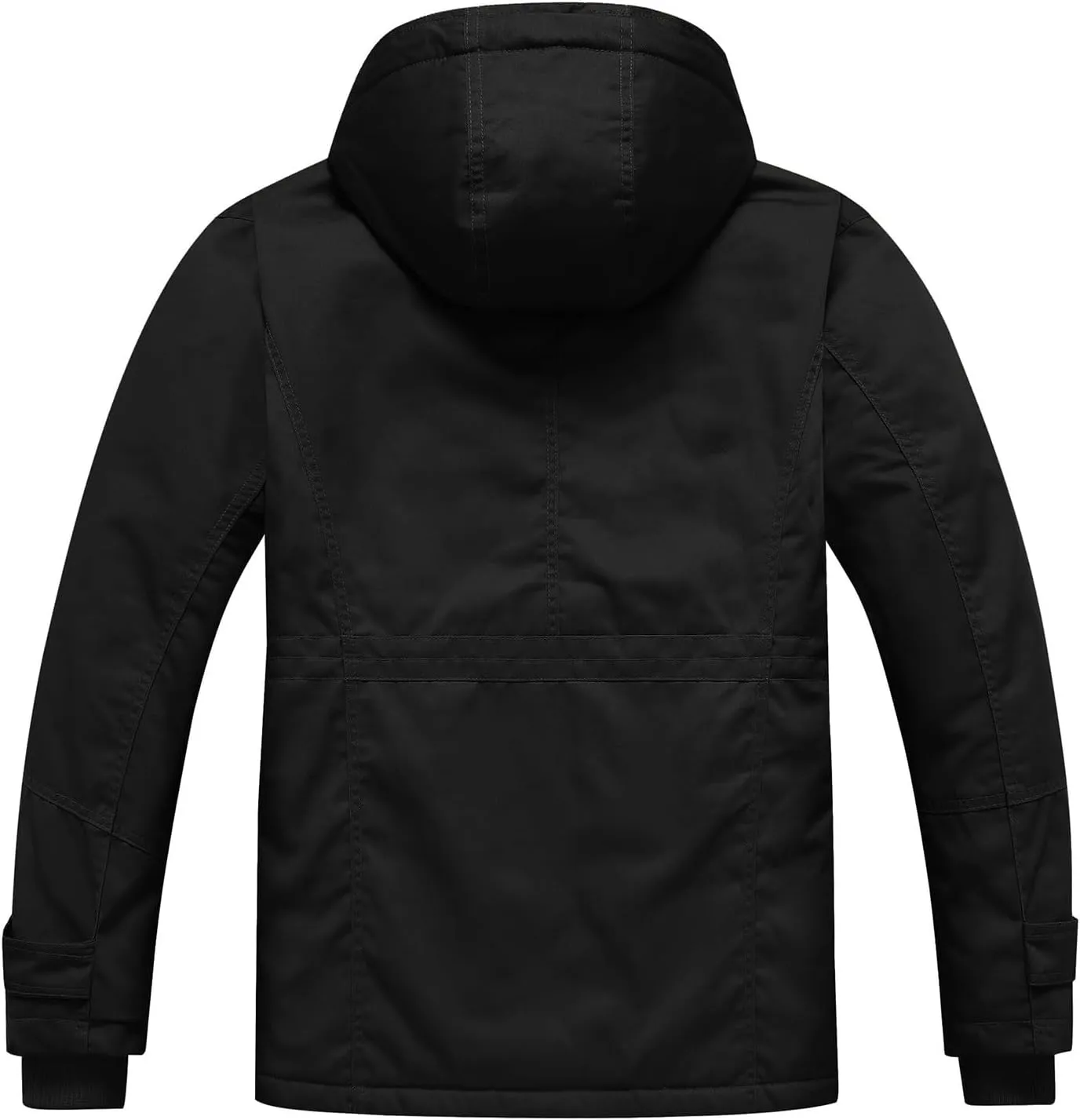 Men's Washed Cotton Hooded Military Jackets Fleece Lined Windbreaker Hooded Jackets Fall Winter Softshell Hiking Golf Jackets