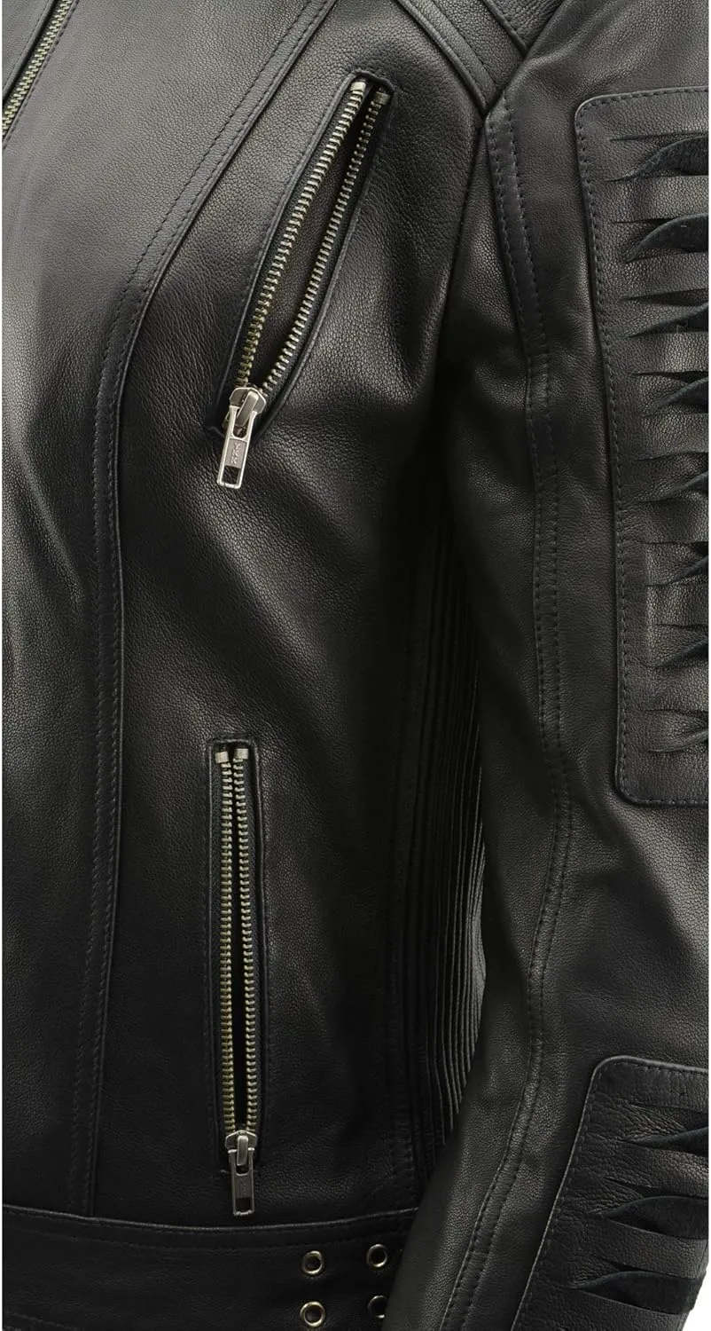 Milwaukee Leather Women's Premium Leather Casual Fashion Jackets with Hoodie SFL