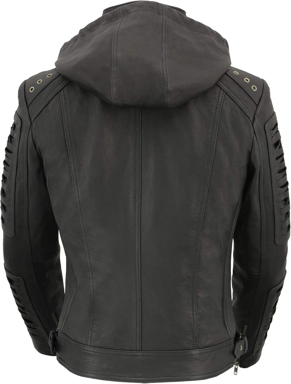 Milwaukee Leather Women's Premium Leather Casual Fashion Jackets with Hoodie SFL