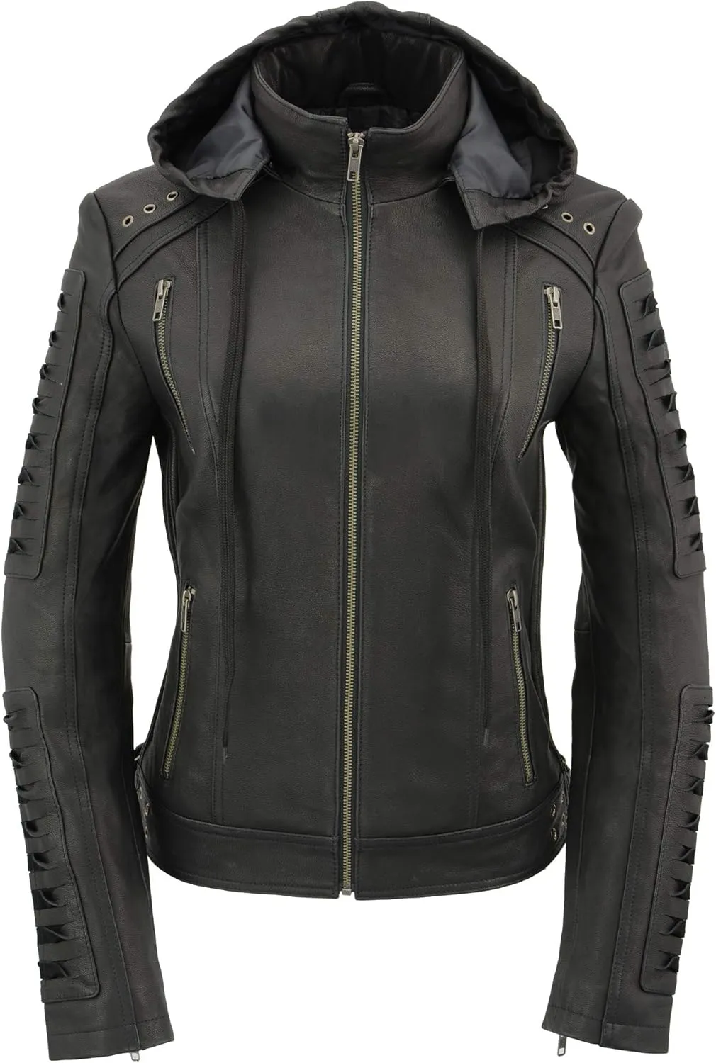 Milwaukee Leather Women's Premium Leather Casual Fashion Jackets with Hoodie SFL