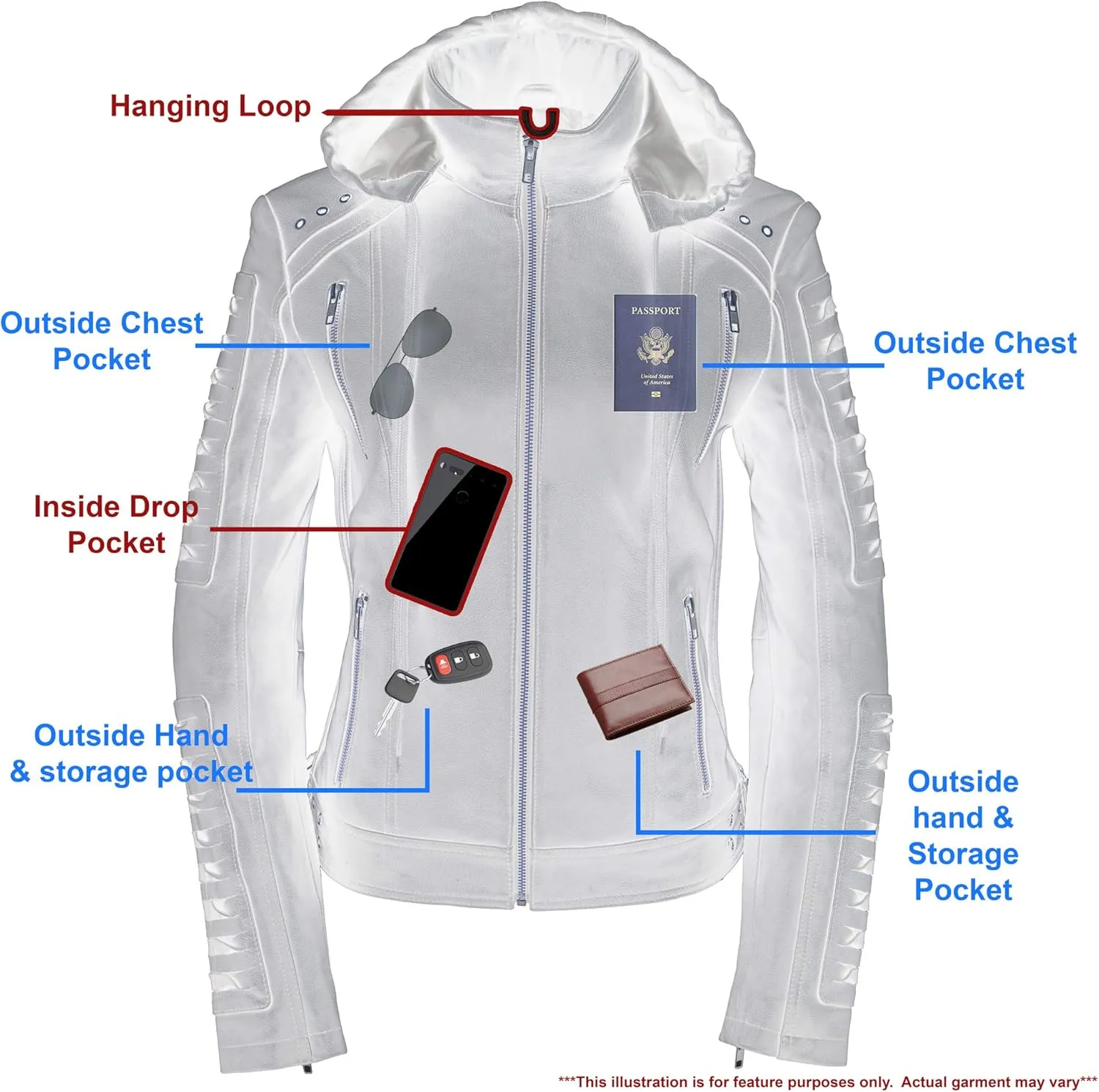 Milwaukee Leather Women's Premium Leather Casual Fashion Jackets with Hoodie SFL