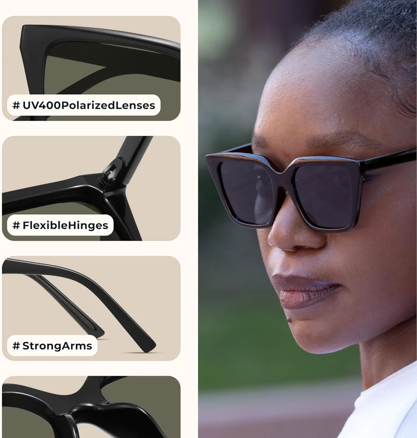 miyya Cat Eye Sunglasses for Women, Trendy Polarized Sunglasses Women, Retro Sun Glasses 2025, UV Protection Shades