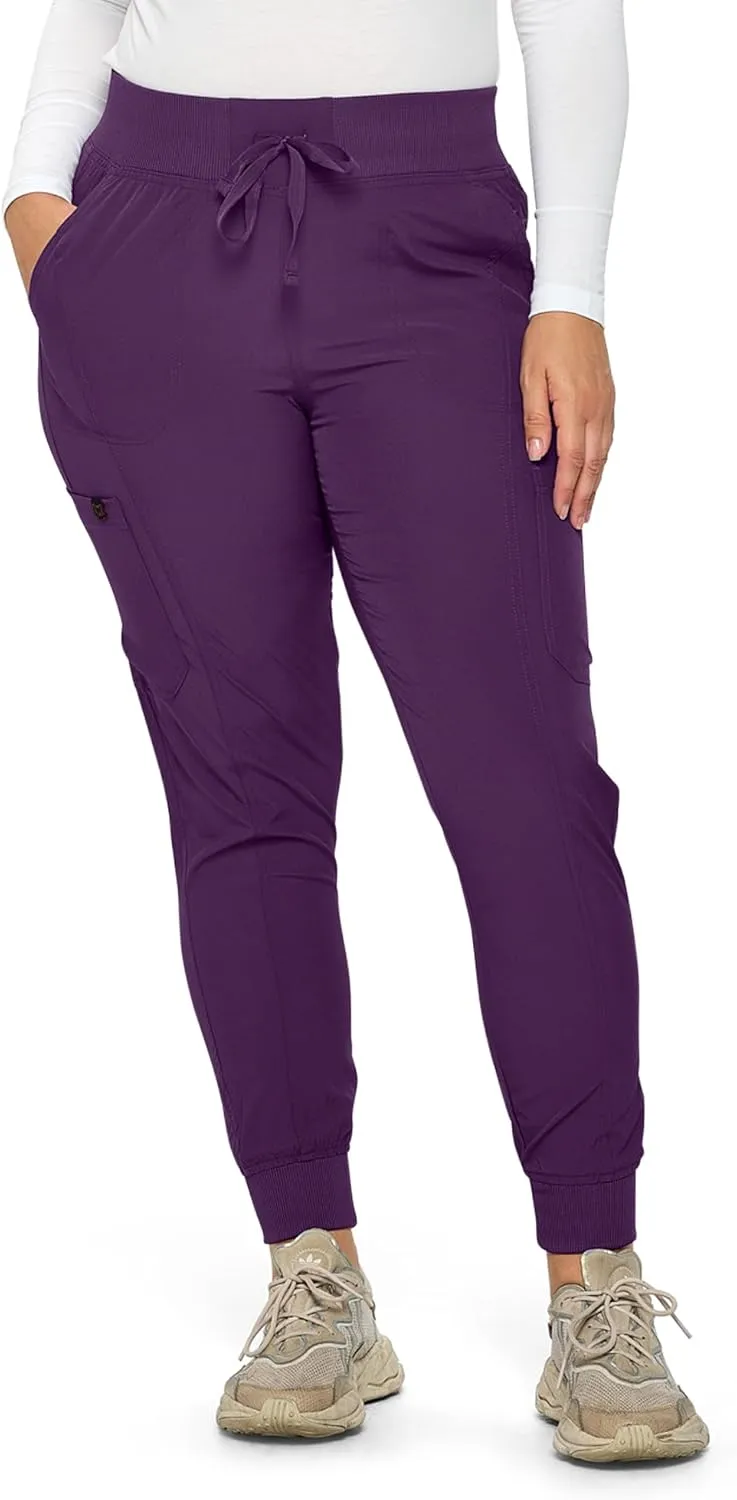 Monarch Uniforms Womens Jogger Scrubs Ribbed Jogger Scrub Pants for Women